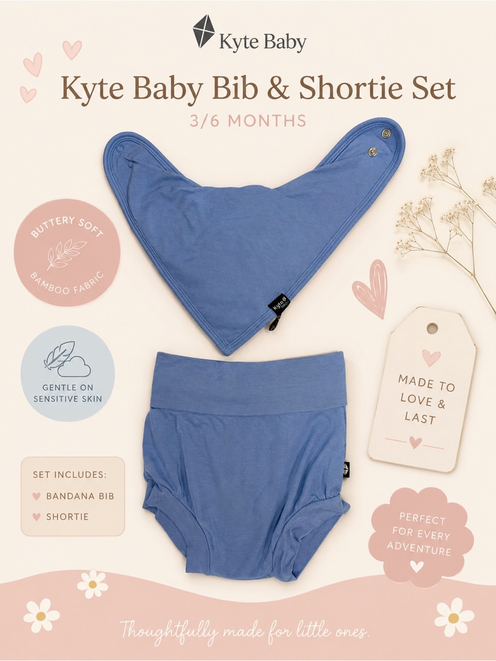 Kyte BABY Blue Bandana Bib & Shortie Set
